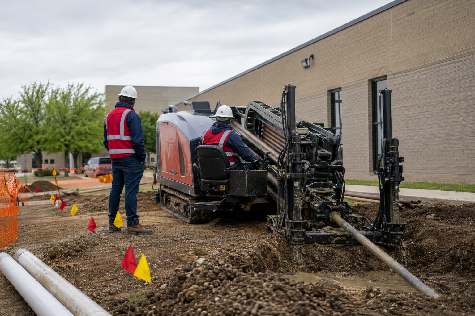 Representative image showing a commercial horizontal directional drilling operation